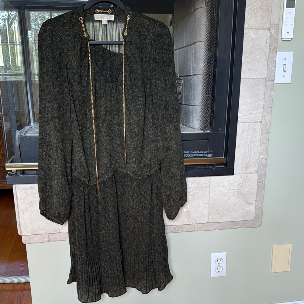 Michael Kors dark green python print dress